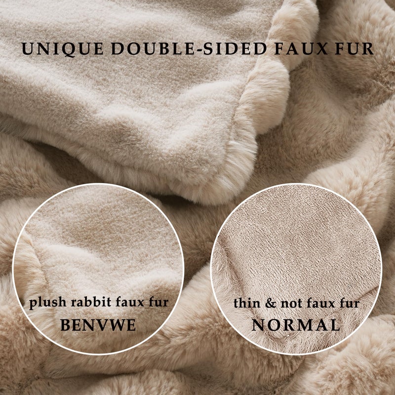 BENVWE Faux Fur Throw Blanket Soft Plush Fluffy Blanket for Couch Sofa  Thickened Cozy Fuzzy Luxury Bubble Blanket for Bedroom Living Room Decor Tie-dye Coffee 60"" x 80"" 1100GSM - Image 5